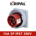 16A 380V IP67 IEC Okrągłe kołki Wtyczki przemysłowe Panelowe czerwone