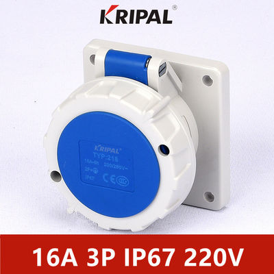 IP67 3-biegunowe 16A jednofazowe gniazdo do montażu panelowego w standardzie IEC
