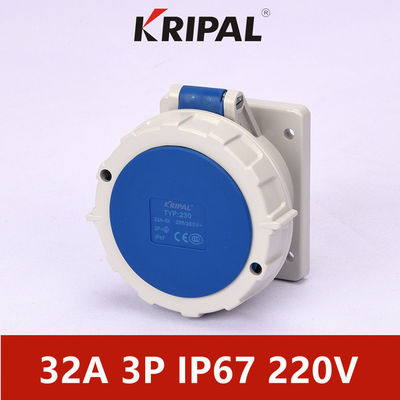 IP67 3-biegunowe 16A jednofazowe gniazdo do montażu panelowego w standardzie IEC